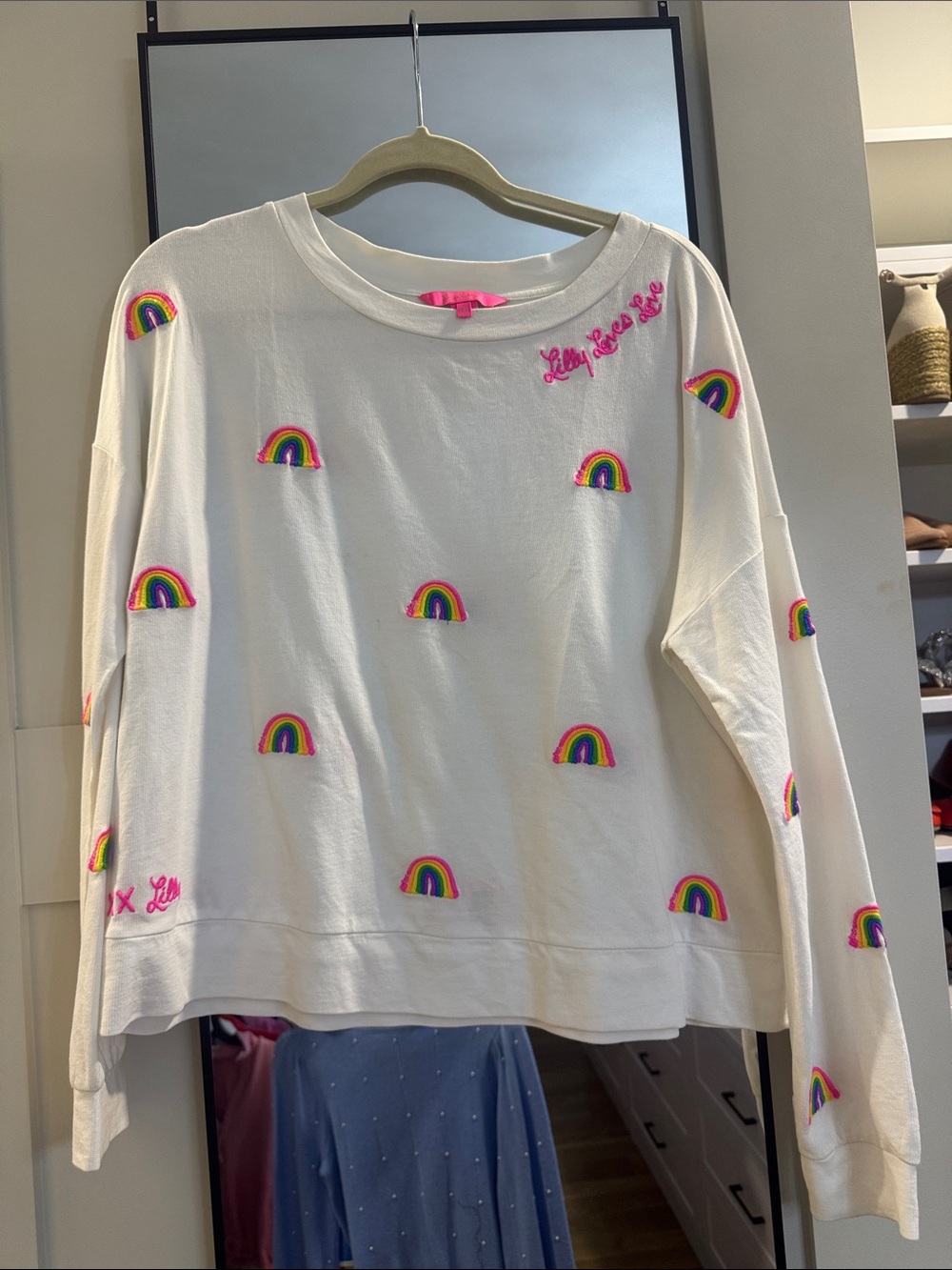 Lilly Pulitzer Cream Sweatshirt with Rainbow Embroidery